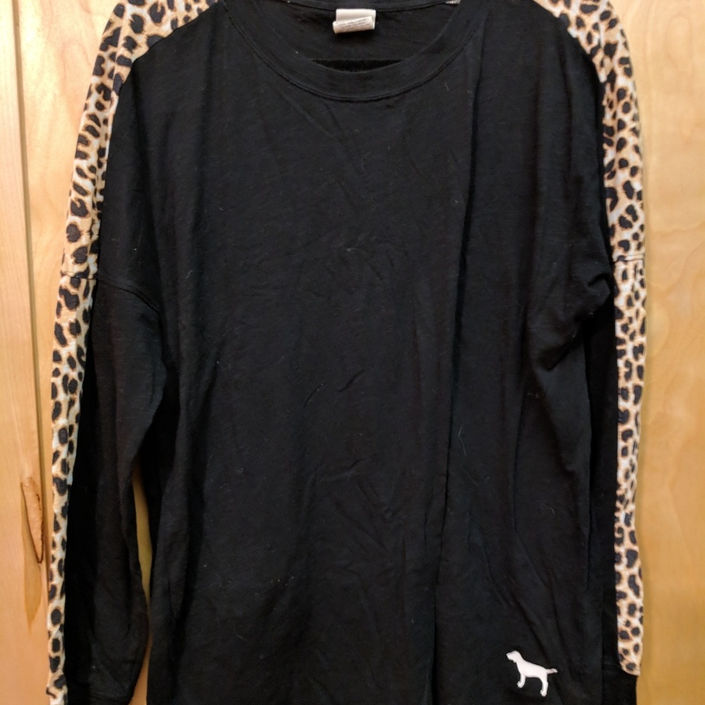 Long sleeve PINK black shirt with cheetah accent